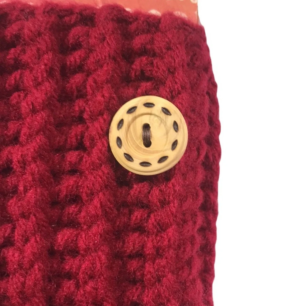 3/$25🍾Handmade Maroon Knit Boot Cuffs Button Details‎